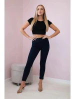 Bavlněné kalhoty s mašlí model 21129974 tmavě modré - Kesi