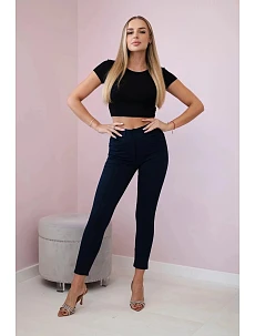 Bavlnené nohavice Zentex s mašľou tmavomodré - Kesi