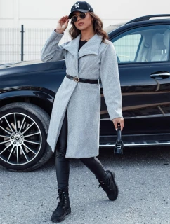Dámsky jesenný dlhý kabát CELESTIA svetlo šedý FashionStreet NY0684