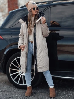 Dámska zimná bunda ELEGANTI dlhá s kapucňou svetlo šedá FashionStreet TY4657