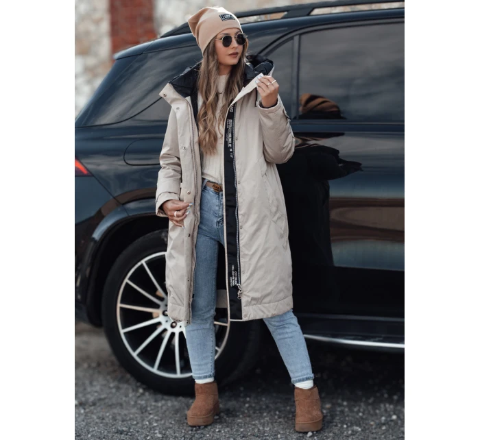 Dámska zimná bunda ELEGANTI dlhá s kapucňou svetlo šedá FashionStreet TY4657