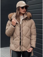 Dámská zimní bunda prošívaná s kapucí béžová Dstreet model 21981019 - FashionStreet