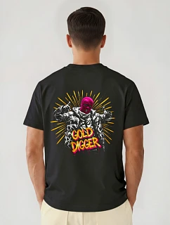 Pánske bavlnené tričko nadrozmernej veľkosti s čiernou potlačou FashionStreet NX4014R