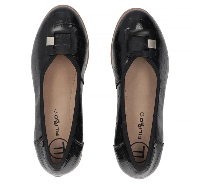 Skórzane  na czarne Filippo BK model 22087078 - Hikvision