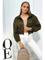 Semišová mikina na zips khaki