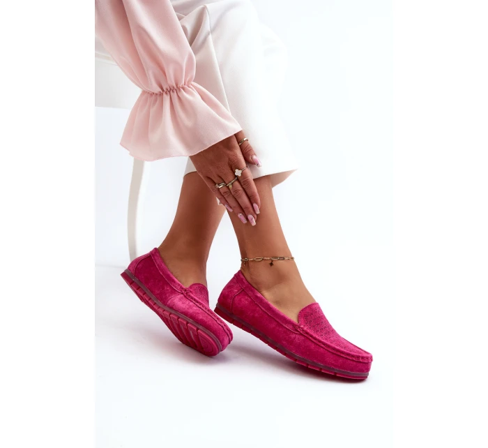 Zamszowe Mokasyny Damskie Fuksja S.Barski LR755