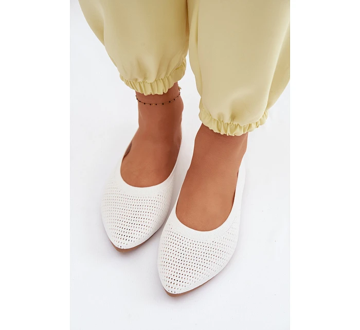 Síťované Materiálové Baleríny Dámské Bílé Sarina Síťované Materiálové Baleríny Dámské Bílé Sarina
