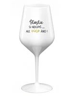 ŠTĚSTÍ SI NEKOUPÍŠ...ALE VÍNO JO! - biely nerozbitný pohár na víno 470 ml ŠTĚSTÍ SI NEKOUPÍŠ...ALE VÍNO JO! - biely nerozbitný pohár na víno 470 ml