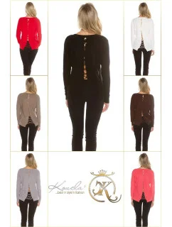 Módny sveter 8507 so šnúrkami - Koucla