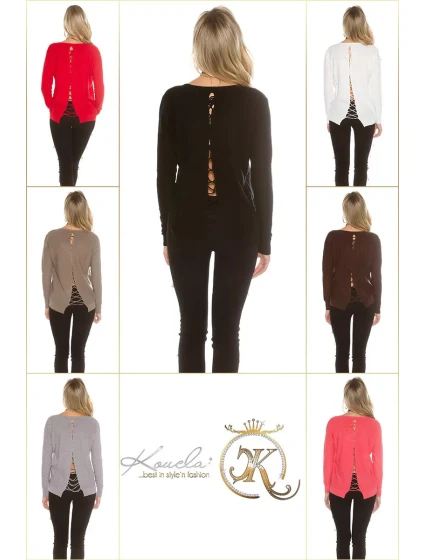 Módny sveter 8507 so šnúrkami - Koucla Módny sveter 8507 so šnúrkami - Koucla