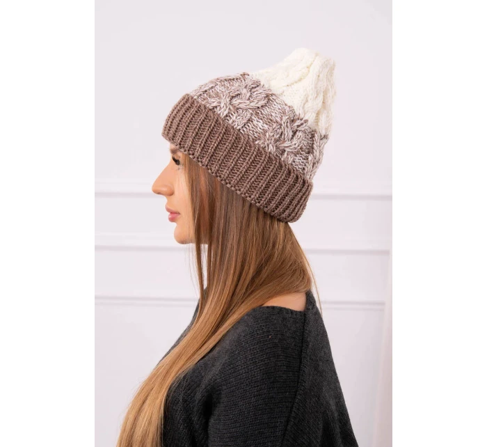 Dámska čiapka Samara K346 cappuccino+ecru