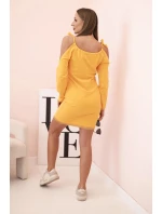 Dámské šaty s 3/4 rukávy a krajkou na zádech fango