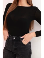 Dámska kašmírová blúzka s okrúhlym výstrihom a dlhými rukávmi čierna Dámska kašmírová blúzka s okrúhlym výstrihom a dlhými rukávmi čierna