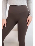 Dámské legíny s vysokým pasem a elastickým pasem hnědé