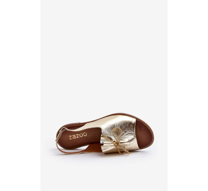 model 21646277 Kožené Ploché Sandály Zlaté - Zazoo