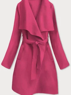 Dámsky minimalistický kabát ružovej farby (747ART)