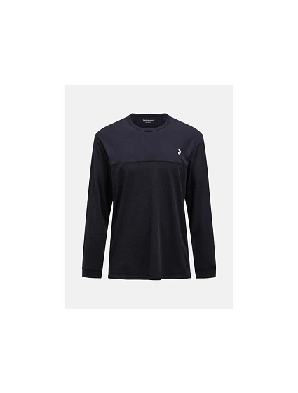 Pánské tričko PEAK PERFORMANCE M Trail Wool Blend LS, černé Pánské tričko PEAK PERFORMANCE M Trail Wool Blend LS, černé