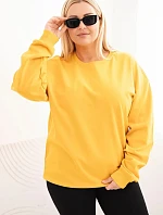 Dámske Plus veľkosť bavlnené základné horčica okolo krku mikina