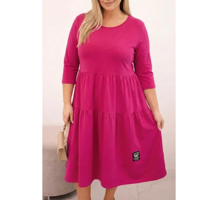 Dámská bavlněná sukýnka Plus Size s volánky a ohrnutým rukávem fuchsie