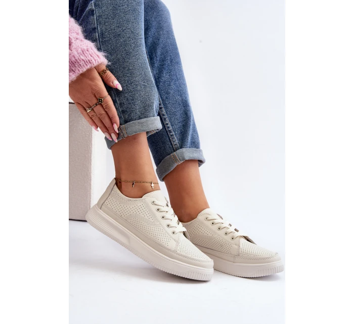 Dámské kožené sportovní tenisky Bílé model 21647542 - SERGIO LEONE