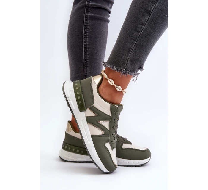 Sneakersy Damskie Z Eko Skóry Zielone Kaimans Sneakersy Damskie Z Eko Skóry Zielone Kaimans