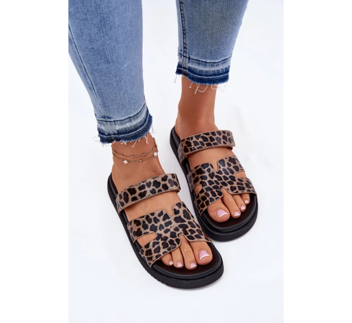 Klapki Damskie Z Rzepem Vinceza 17401 Panterka