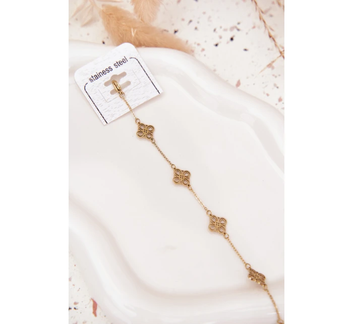 Náramek ze nerezové oceli se zlatými přívěsky