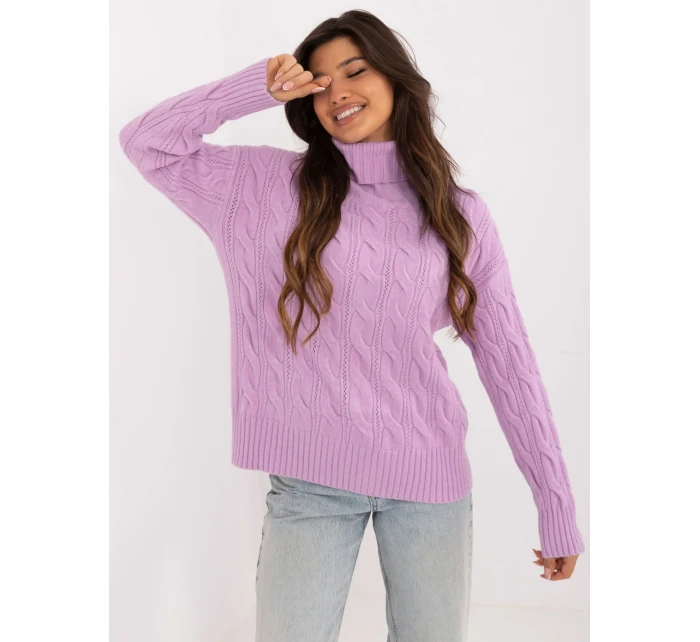 Sweter AT SW model 20459087 jasny fioletowy - FPrice Sweter AT SW model 20459087 jasny fioletowy - FPrice