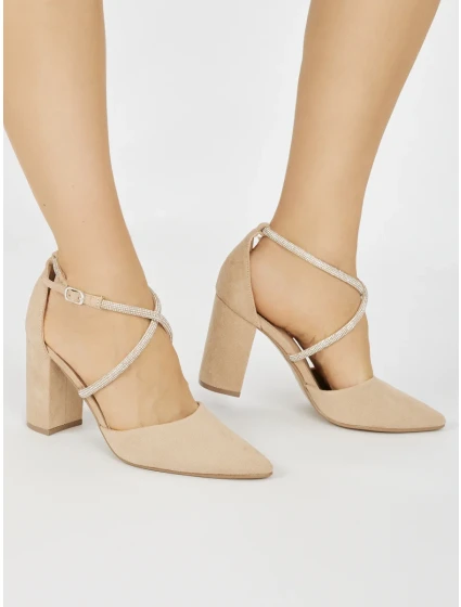 Moderné dámske hnedé lodičky na širokom podpätku Moderné dámske hnedé lodičky na širokom podpätku