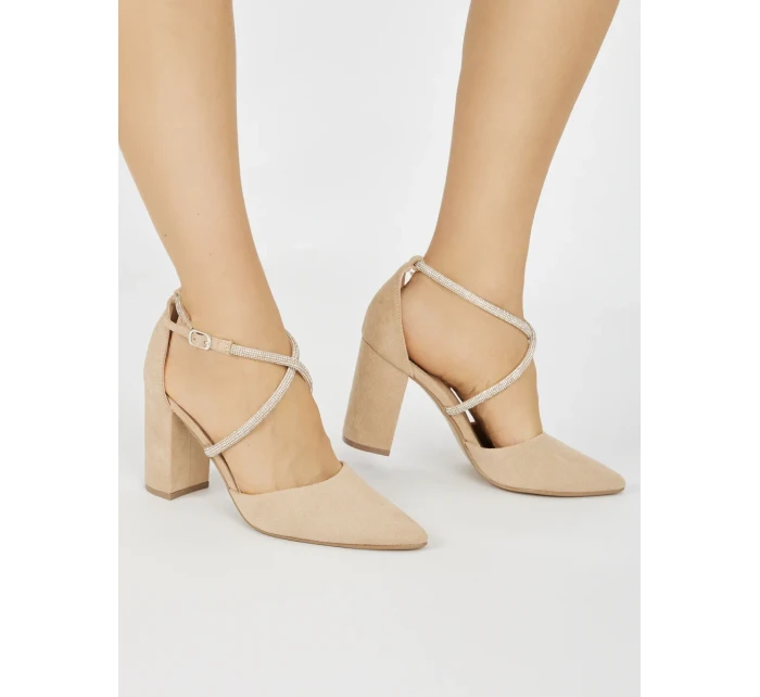 Moderné dámske hnedé lodičky na širokom podpätku Moderné dámske hnedé lodičky na širokom podpätku