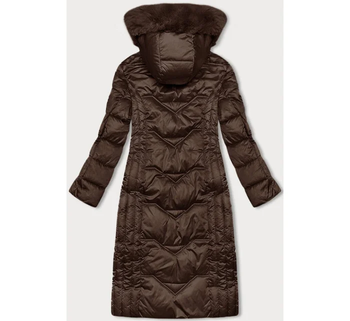 Hnědá vypasovaná dlouhá zimní bunda model 21246862 - S'WEST
