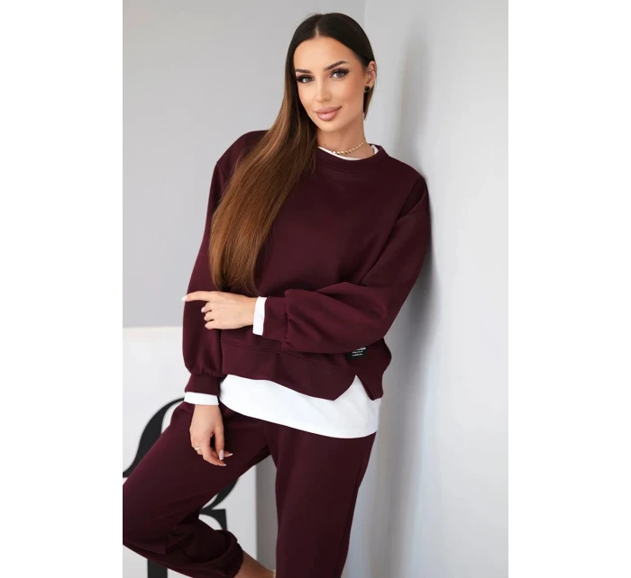 Dámska súprava s maslovou voľnou mikinou a teplákmi slivka Dámska súprava s maslovou voľnou mikinou a teplákmi slivka