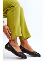 Wygodne Skórzane Baleriny Damskie Czarne Lemar Luka