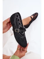 Ażurowe Baleriny Z Paskiem Czarne Orphali Ażurowe Baleriny Z Paskiem Czarne Orphali