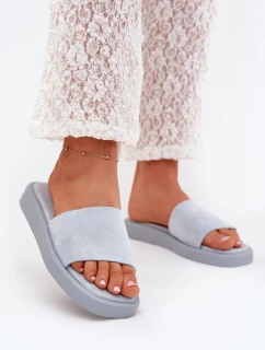 Klapki Damskie Na Platformie Z Eko Zamszu Jasnoniebieskie Jorina