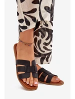 Klapki Damskie Na Płaskim Obcasie Czarne Mirona Klapki Damskie Na Płaskim Obcasie Czarne Mirona