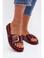 Dámské pantofle s zlatou sponou bordové model 21954716 - Boto