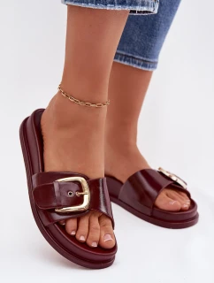 Dámské pantofle s zlatou sponou bordové model 21954716 - Boto