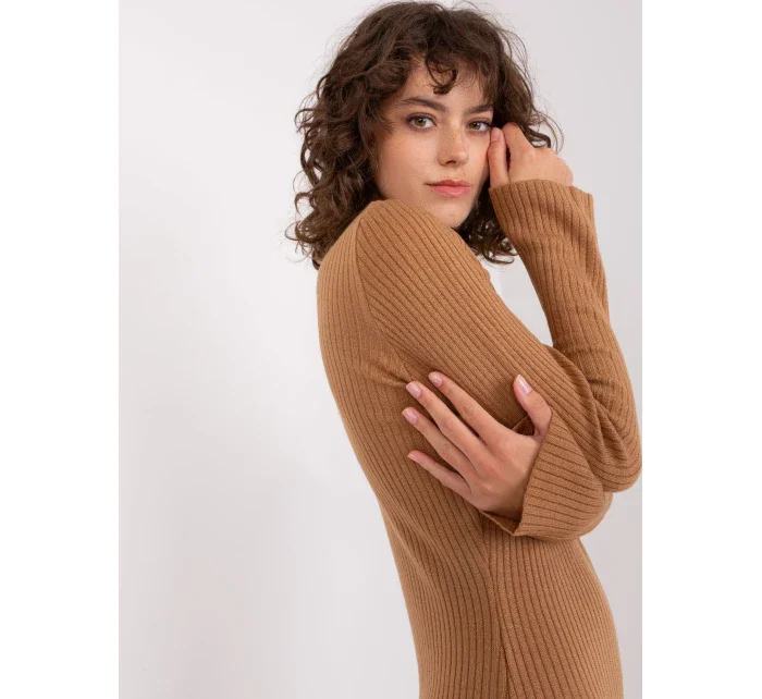 Sukienka BA SK model 19011789 camelowy - FPrice Sukienka BA SK model 19011789 camelowy - FPrice