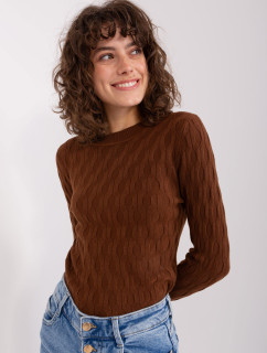 Hnedý klasický sveter s dlhými rukávmi