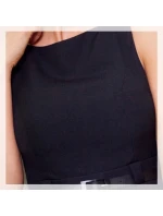 Dámske spoločenské šaty FOLD so skladmi a opaskom stredne dlhé čierne - Čierna - Numoco Dámske spoločenské šaty FOLD so skladmi a opaskom stredne dlhé čierne - Čierna - Numoco