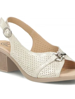 Dámské kožené sandály na klínku zlaté Filippo model 22135987