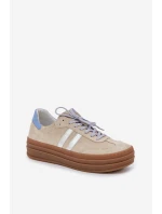 Zazoo N1068S4 Damskie Zamszowe Sneakersy Na Platformie Beżowe