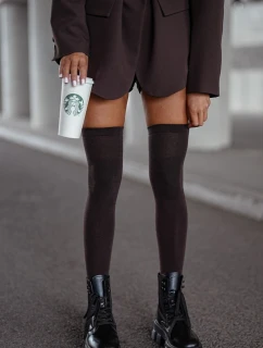 Zakolanówki Damskie Bawełniane Gładkie Czekoladowe