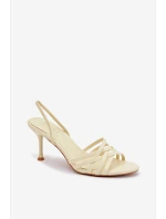 Dámské sandály na podpatku s pásky žluté Velivelle