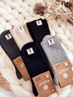 Dámske rebrované ponožky bez tlaku Tmavo šedá