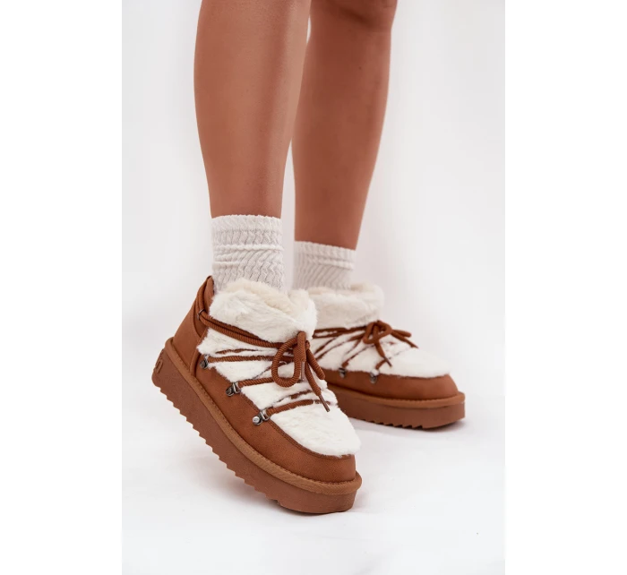 Dámske snežnice s nízkou platformou a kožušinou D.Franklin - ťava Dámske snežnice s nízkou platformou a kožušinou D.Franklin - ťava