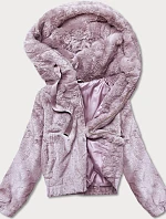 Krátka ružová dámska kožušinová bunda (B8050-81)