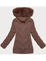 Dámská zimní plus size bunda v čokoládové barvě s kapucí model 21248349 - S'WEST Dámská zimní plus size bunda v čokoládové barvě s kapucí model 21248349 - S'WEST