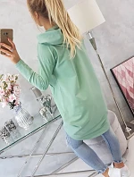 Mikina s kapucňou s dlhým zadným dielom tmavo mätová